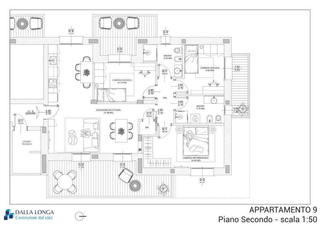 Quadrilocale con terrazzo al piano secondo Cesano Maderno